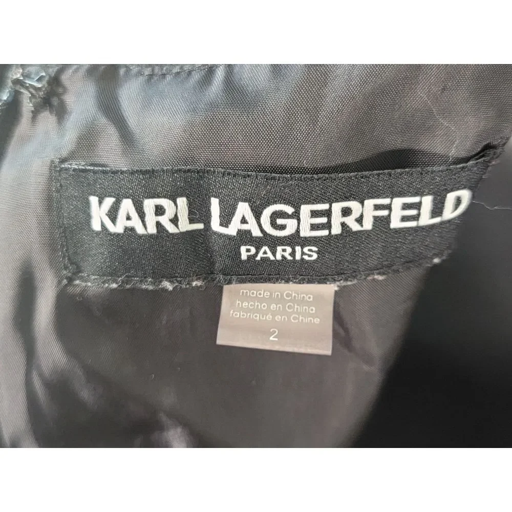 Karl Lagerfeld Paris Black White Polka Dot Hearts Crop Wide Leg Jumpsuit Size 2‎